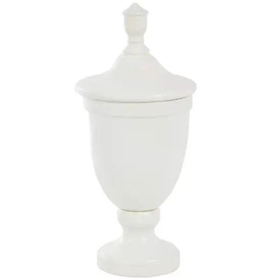 22" White Ceramic Fluted Urn Jar {1}