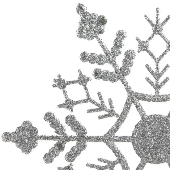 24ct. 4" Silver Splendor Glitter Snowflake Christmas Ornaments {3}