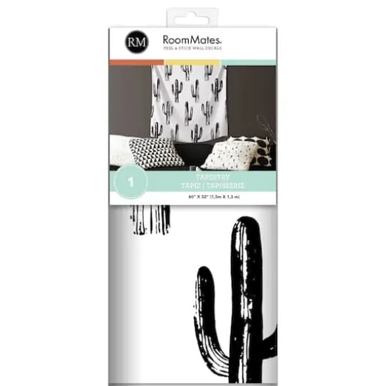 RoomMates Black & White Cactus Tapestry {4}