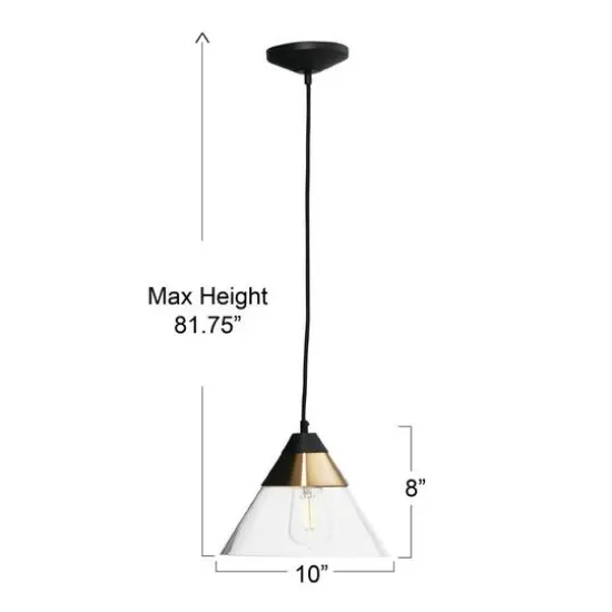 Hello Honey&reg; Robert Stevenson Lighting Theo 10" Matte Black & Brushed Metal Ceiling Light Black/Brass {5}