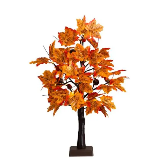 2ft. Pre-Lit Autumn Maple Artificial Fall Tree with Acorns & Pinecones and 18 Warm White LED Lights {1}
