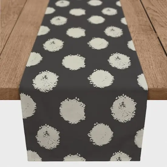 72" Polka Dots Cotton Twill Table Runner Pink/Black {1}