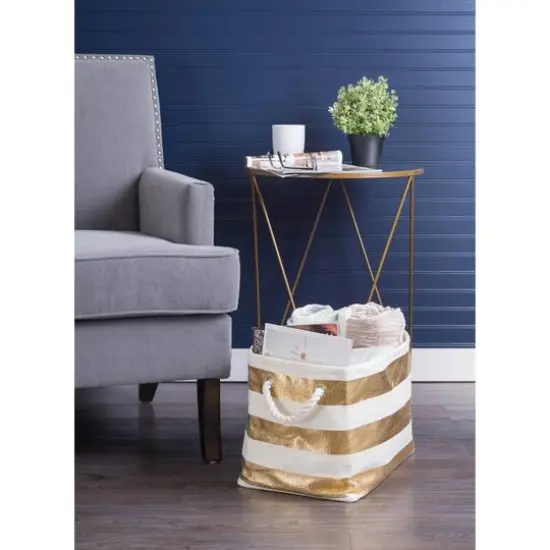 DII&reg; Medium Rectangle Stripes Paper Bin Gold {4}