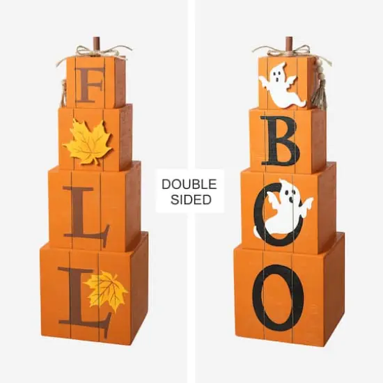 Glitzhome&reg; 25.5" Double-Sided Wood Fall & Halloween Porch D&eacute;cor {1}