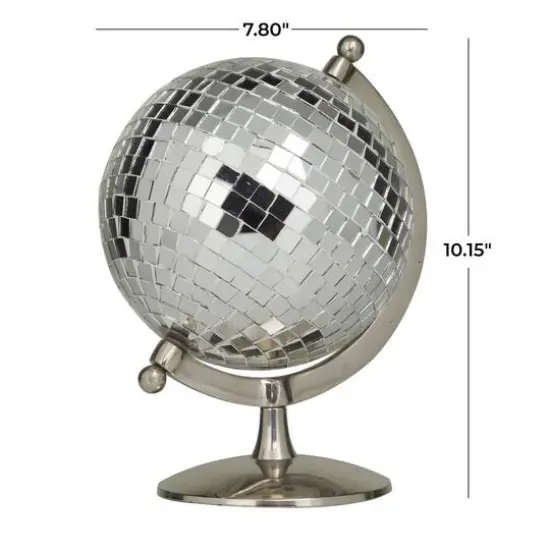 Silver Stainless Steel Glam Globe, 8" x 7" x 10" {7}