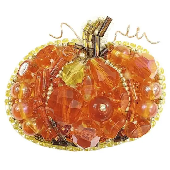 Crystal Art Beadwork Kit For Creating Broоch Pumpkin {1}