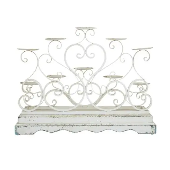 White Iron French Country Candelabra, 18" x 23" x 8" {6}