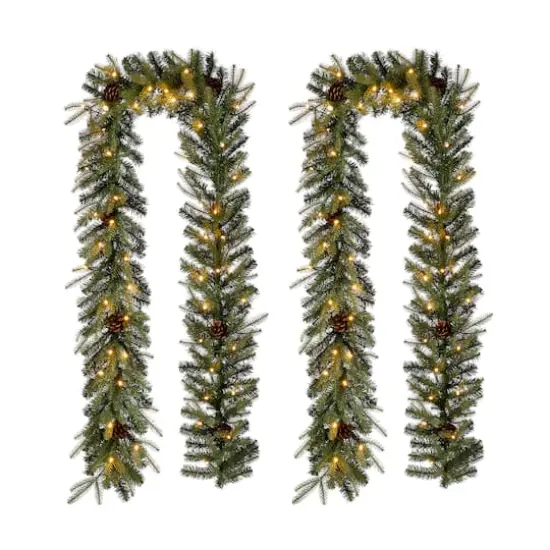 Glitzhome&reg; 9ft. Pre-Lit Pinecone Christmas Garland with Timer, 2ct. {1}