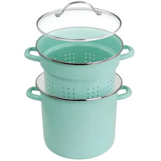 Martha Stewart 8qt. Aqua Dual Stock Pot & Steamer Set {8}