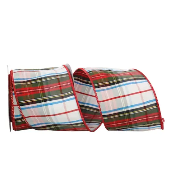 JAM Paper 4" x 10yd. Squire Wired Edge Plaid Ribbon {1}