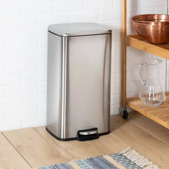 Honey Can Do Stainless Steel Step Trash Cans with Lid Set {5}
