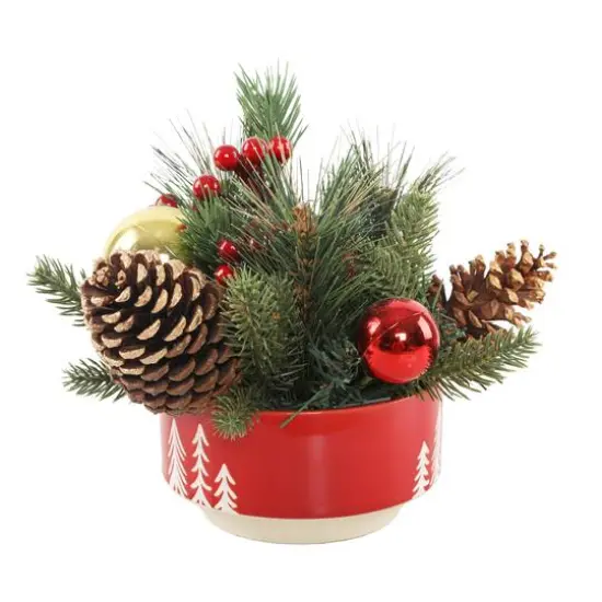 Christmas Mix In 6" Ceramic Reverse Tree Pot {1}