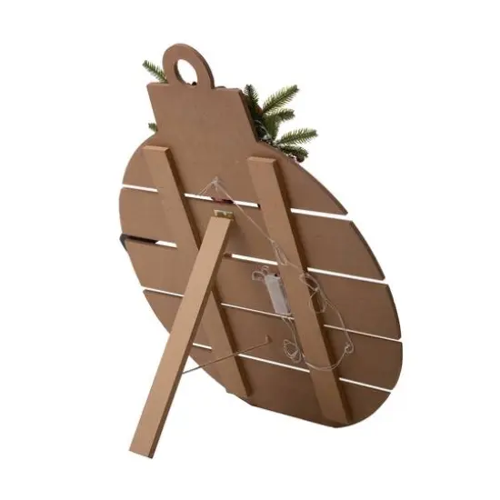 Glitzhome® 30" Lighted Round Wooden Snowman Porch Décor with Timer {7}