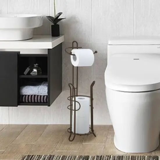 SunnyPoint 23.5" Bronze Bathroom Toilet Tissue Paper Roll Storage Holder Stand {5}