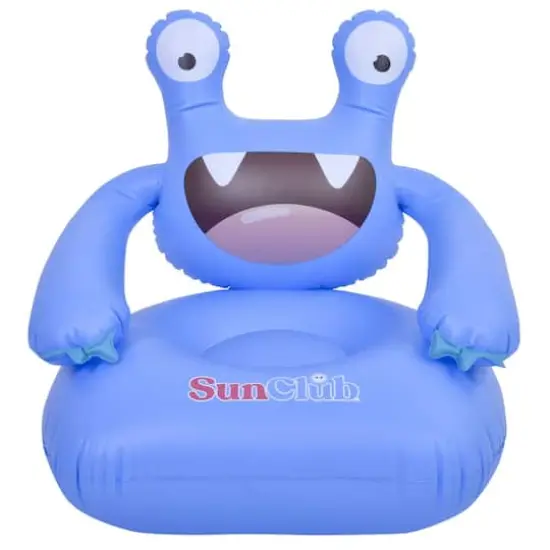 SunClub 2ft. Blue Monster Inflatable Poolside Children's Chair {1}