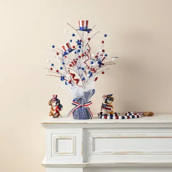 Glitzhome&reg; 20" Patriotic Americana Top Hat Table Tree {5}