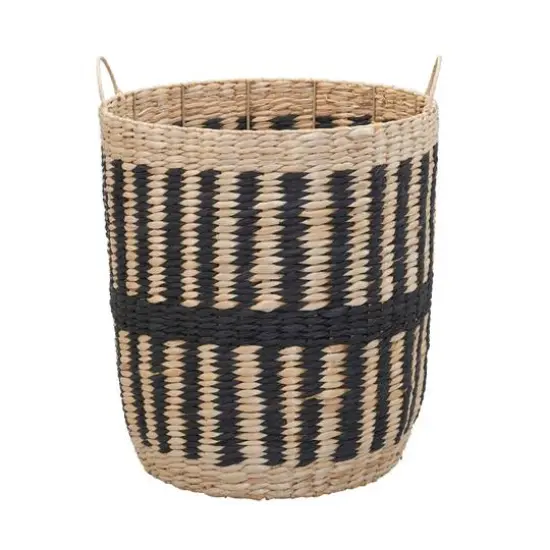 Household Essentials 20" Black & Natural Cattail & Paper Pillar Basket {10}
