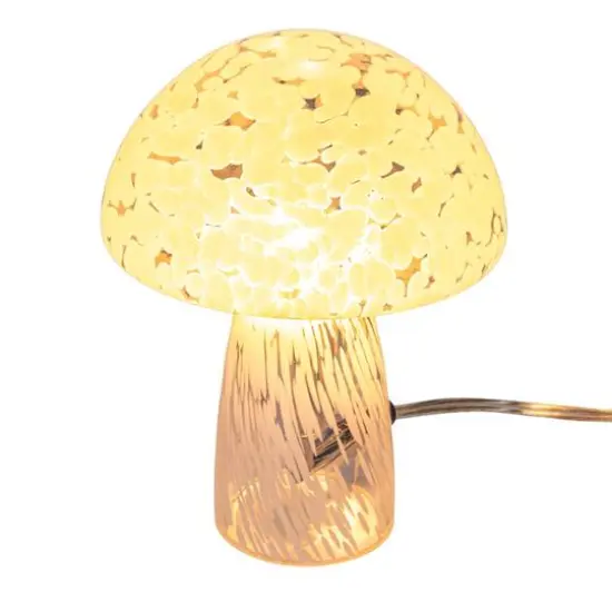 Hello Honey&reg; 7.75" White Round Blown Glass Mushroom Shaped Table Lamp with Inline Switch {12}