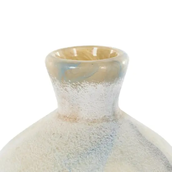 Cream, Tan & Blue Distressed Glass Vase {5}