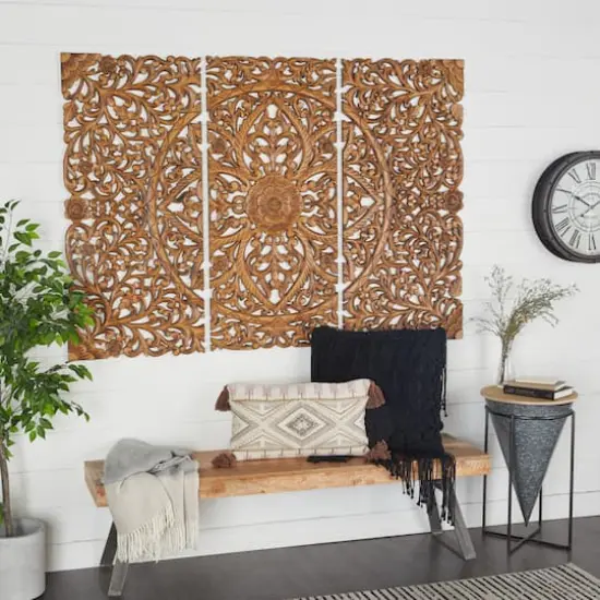 48" Brown Wood Traditional Wall Decor, 3ct. {7}