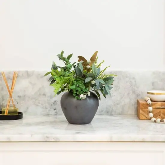 7in. Black Round Urn Vase {6}