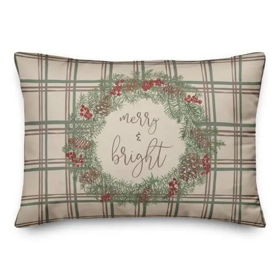 Merry & Bright Plaid Rectangle Throw Pillow {1}