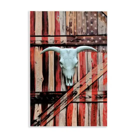 Stupell Industries Patriotic Cow Skull Wall Plaque Art {1}