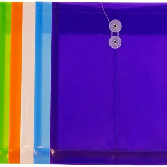 JAM Paper 9.75" x 13" Assorted Plastic Button String Open End Envelopes, 18ct. {3}