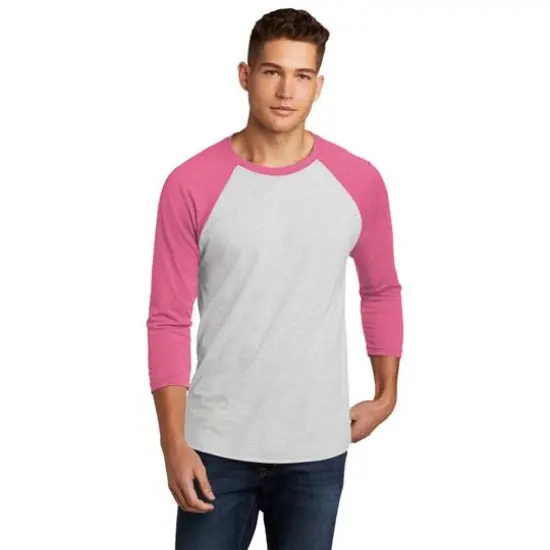 Next Level Unisex Tri-Blend 3/4-Sleeve Raglan T-Shirt VTG Pink/Hthr White {4}