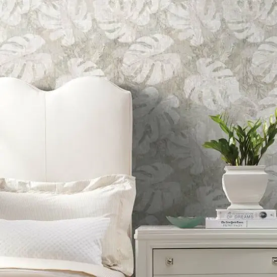 RoomMates Jungle Leaf Canopy Peel & Stick Wallpaper White/Taupe {4}