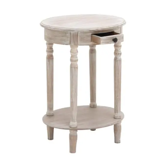 Light Brown Wood Farmhouse Accent Table {3}