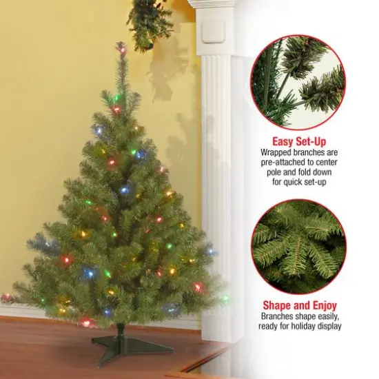 4 ft. Pre-Lit Kincaid Spruce Artificial Christmas Tree, Multicolor Lights {6}