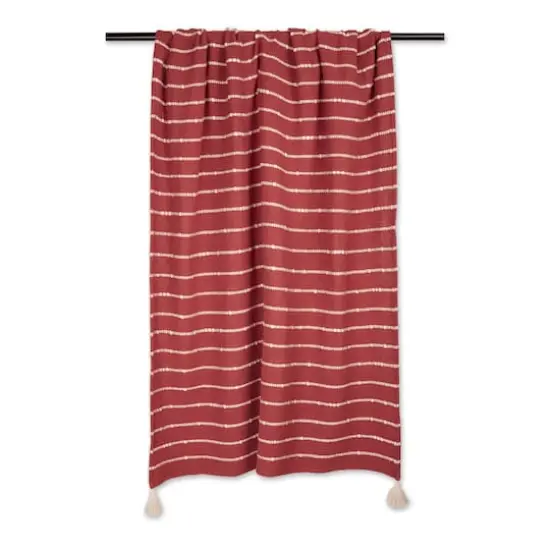 DII&reg; White Slub Stripe Throw Clay/Off-White {4}