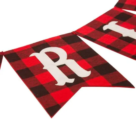 Glitzhome&reg; 8.75ft. Merry Christmas Plaid Banner Garland  {6}