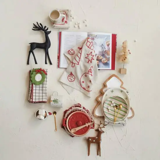 Hello Honey&reg; 9" Red Reactive Glaze Stoneware Brie Baker with Wood Tree Spoon {3}