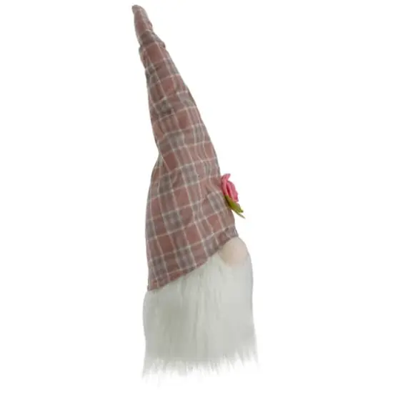 20" Pink & White Plaid Spring Gnome Head D&eacute;cor {4}