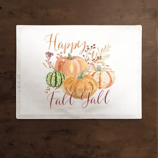 Fall Watercolor Pumpkin Polyester Twill Placemat {3}