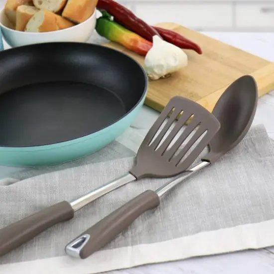 Martha Stewart 2-Piece Taupe Nylon Slotted Turner and Spoon Kitchen Utensil Set {7}