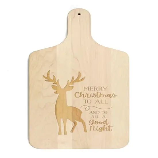 17" Merry Christmas Deer Maple Paddle Cutting Board {1}