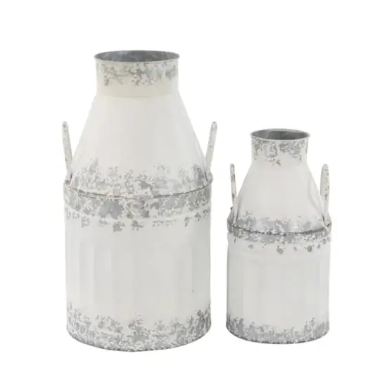 Distressed White Metal Farmhouse Decorative Jar, 2ct. {1}