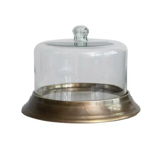 Hello Honey&reg; 12" Glass Cloche with Antique Brass Finish Aluminum Base {1}