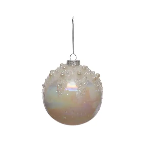 4.75" Iridescent White Glass Ball Ornament with Pearls by Ashland&reg; {1}