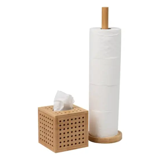 Mind Reader Lattice Bamboo Tissue Box Cover & Toilet Paper Holder Set {1}