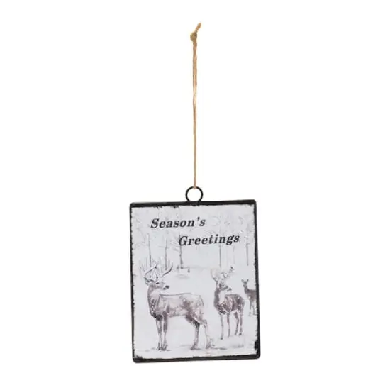 12ct. 6.25" Glass Seasons Greetings Deer Ornament Set {3}