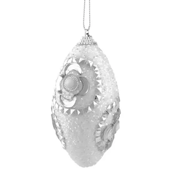 4ct. 4.5" White & Silver Rhinestone Glittered Shatterproof Christmas Finial Ornaments {6}