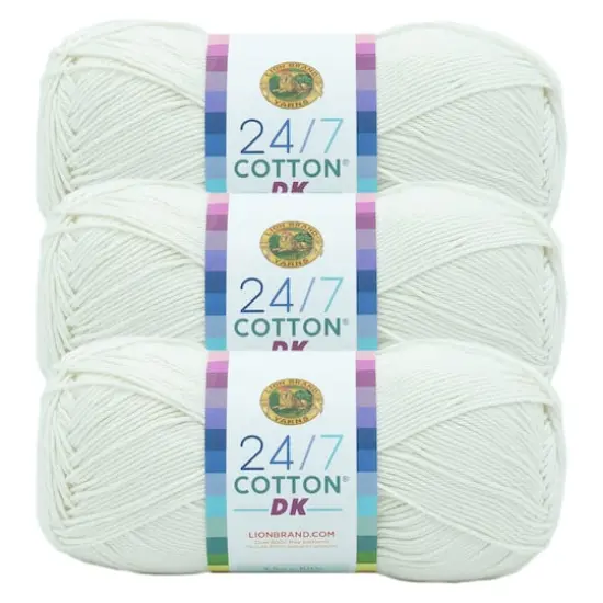3 Pack Lion Brand&reg; 24/7 Cotton&reg; DK Yarn Cream {1}