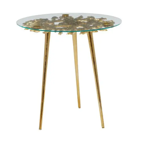 Gold Aluminum Modern Accent Table, 22" x 22" x 22" {10}