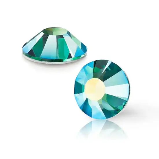 Preciosa MAXIMA SS16 Aurora Borealis Flatback Czech Crystals, 144ct. Emerald AB {4}