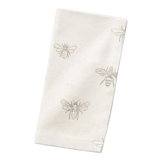 Delicate Bee Pattern Cotton Twill Napkin Gray/White {3}
