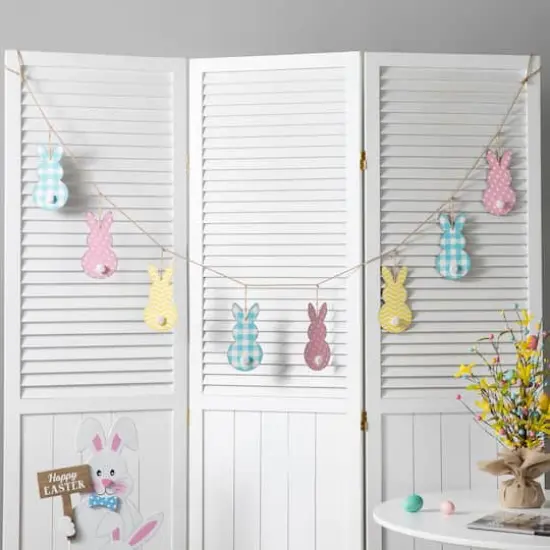 Glitzhome&reg; 6ft. Easter Metal Bunny Garland {3}